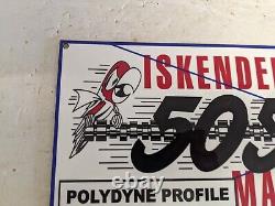 Vintage Polly 505 Racing Cam Gasoline Porcelain Gas Station Pump Sign 12 X 8
