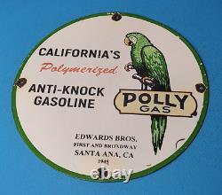 Vintage Polly Gasoline Porcelain California Parrot Gas Service Station Pump Sign