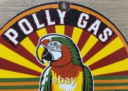 Vintage Polly Gasoline Porcelain Sign Parrot Gas Station Service Motor Oil