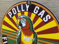 Vintage Polly Gasoline Porcelain Sign Parrot Gas Station Service Motor Oil