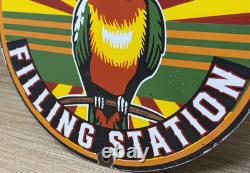 Vintage Polly Gasoline Porcelain Sign Parrot Gas Station Service Motor Oil
