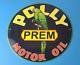 Vintage Polly Motor Oil Sign Porcelain Premium Gasoline Pump Plate Sign