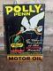 Vintage Polly Penn Motor Oil Gasoline Pure Penn Porcelain Pump Sign 12 X 8