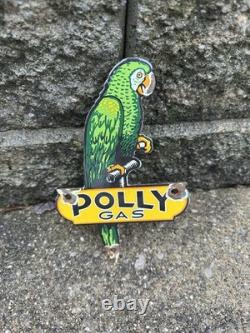 Vintage Polly Porcelain Sign Gas Pump Plate Motor Oil Automobile Lubricants