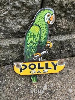 Vintage Polly Porcelain Sign Gas Pump Plate Motor Oil Automobile Lubricants