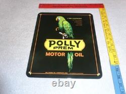Vintage Polly Premium Gasoline Parrot 12.5 Porcelain Metal Wilshire Ca Oil Sign