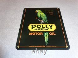 Vintage Polly Premium Gasoline Parrot 12.5 Porcelain Metal Wilshire Ca Oil Sign