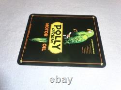 Vintage Polly Premium Gasoline Parrot 12.5 Porcelain Metal Wilshire Ca Oil Sign