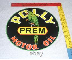 Vintage Polly Premium Parrot Wilshire Oil 11 3/4 Porcelain Metal Gasoline Sign