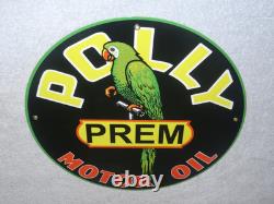 Vintage Polly Premium Parrot Wilshire Oil 11 3/4 Porcelain Metal Gasoline Sign