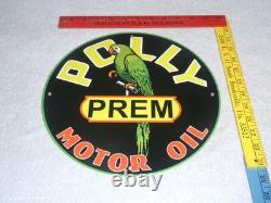 Vintage Polly Premium Parrot Wilshire Oil 11 3/4 Porcelain Metal Gasoline Sign