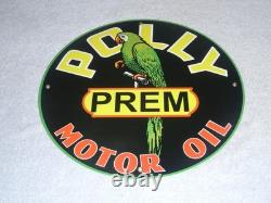Vintage Polly Premium Parrot Wilshire Oil 11 3/4 Porcelain Metal Gasoline Sign