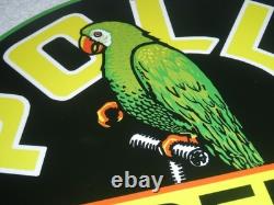 Vintage Polly Premium Parrot Wilshire Oil 11 3/4 Porcelain Metal Gasoline Sign