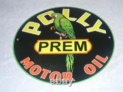Vintage Polly Premium Parrot Wilshire Oil 11 3/4 Porcelain Metal Gasoline Sign