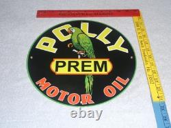 Vintage Polly Premium Parrot Wilshire Oil 11 3/4 Porcelain Metal Gasoline Sign