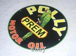 Vintage Polly Premium Parrot Wilshire Oil 11 3/4 Porcelain Metal Gasoline Sign