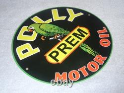 Vintage Polly Premium Parrot Wilshire Oil 11 3/4 Porcelain Metal Gasoline Sign