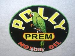 Vintage Polly Premium Parrot Wilshire Oil 11 3/4 Porcelain Metal Gasoline Sign