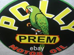 Vintage Polly Premium Parrot Wilshire Oil 11 3/4 Porcelain Metal Gasoline Sign