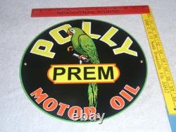 Vintage Polly Premium Parrot Wilshire Oil 11 3/4 Porcelain Metal Gasoline Sign