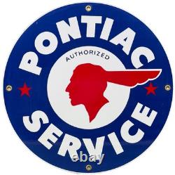 Vintage Pontiac Service Porcelain Sign Dealership Gas Station Motor Oil Garage