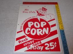 Vintage Popcorn 25 Cents & Mr. Dee-lish 18 Porcelain Metal Gasoline & Oil Sign