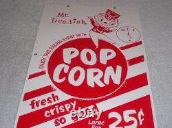 Vintage Popcorn 25 Cents & Mr. Dee-lish 18 Porcelain Metal Gasoline & Oil Sign