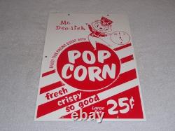 Vintage Popcorn 25 Cents & Mr. Dee-lish 18 Porcelain Metal Gasoline & Oil Sign