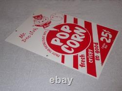 Vintage Popcorn 25 Cents & Mr. Dee-lish 18 Porcelain Metal Gasoline & Oil Sign