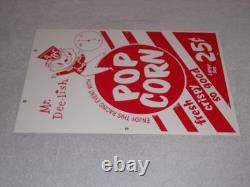 Vintage Popcorn 25 Cents & Mr. Dee-lish 18 Porcelain Metal Gasoline & Oil Sign