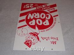 Vintage Popcorn 25 Cents & Mr. Dee-lish 18 Porcelain Metal Gasoline & Oil Sign