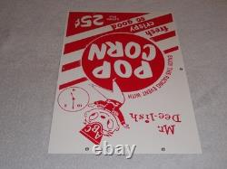 Vintage Popcorn 25 Cents & Mr. Dee-lish 18 Porcelain Metal Gasoline & Oil Sign
