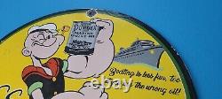 Vintage Popeye Porcelain Duplex Marine Engine Oil Gas Pump Service Station Sign