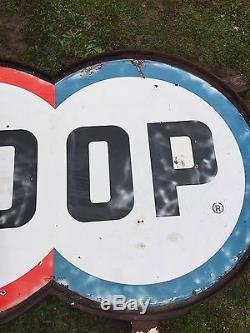 Vintage Porcelain COOP Gas Oil Gasoline Sign Double Sided 18' Tall