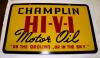 Vintage Porcelain Champlin Hi-v-i Motor Oil Sign 2 Sided Great Color Shine Rare