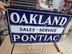 Vintage Porcelain Dealership Sign Oakland Pontiac