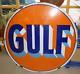 Vintage Porcelain Double Sided Gulf Gas Station Sign 42 Diameter