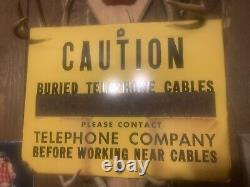 Vintage Porcelain Enamel Sign Telephone Cable