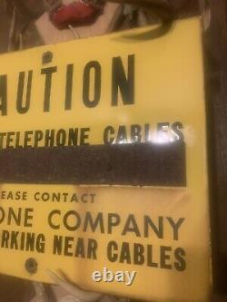 Vintage Porcelain Enamel Sign Telephone Cable