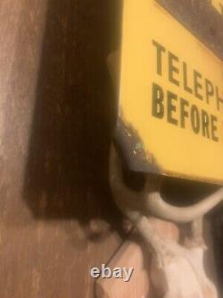 Vintage Porcelain Enamel Sign Telephone Cable