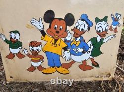 Vintage Porcelain Gulf Gas Mickey & Donald Duck Disney Sign