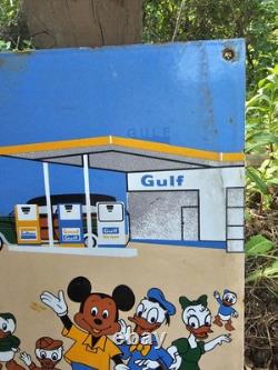 Vintage Porcelain Gulf Gas Mickey & Donald Duck Disney Sign