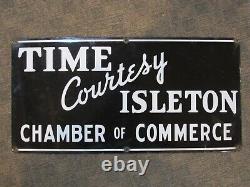 Vintage Porcelain ISLETON CA Chamber of Commerce Sign Rare Original 24x12 ADV