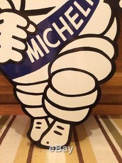 Vintage Porcelain Michelin Tire Man Sign Oil Gas Gasoline NOS Advertise Garage