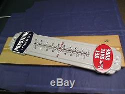 Vintage Porcelain PRESTONE Antifreeze Thermometer SignNOSNewithOld Stock withBox