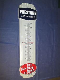 Vintage Porcelain PRESTONE Antifreeze Thermometer SignNOSNewithOld Stock withBox