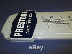 Vintage Porcelain PRESTONE Antifreeze Thermometer SignNOSNewithOld Stock withBox