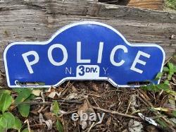 Vintage Porcelain Police N. Y. P. D New York Porcelain Car Tag Sign 11 X 4