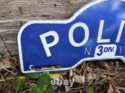 Vintage Porcelain Police N. Y. P. D New York Porcelain Car Tag Sign 11 X 4