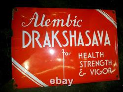 Vintage Porcelain Sign Alembic Drakshasava Health Strenth Vegor Tonic Rare 1940